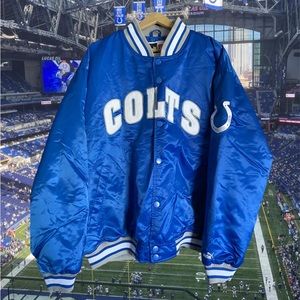 Vintage Indianapolis Colts Blue Satin Bomber Jacket